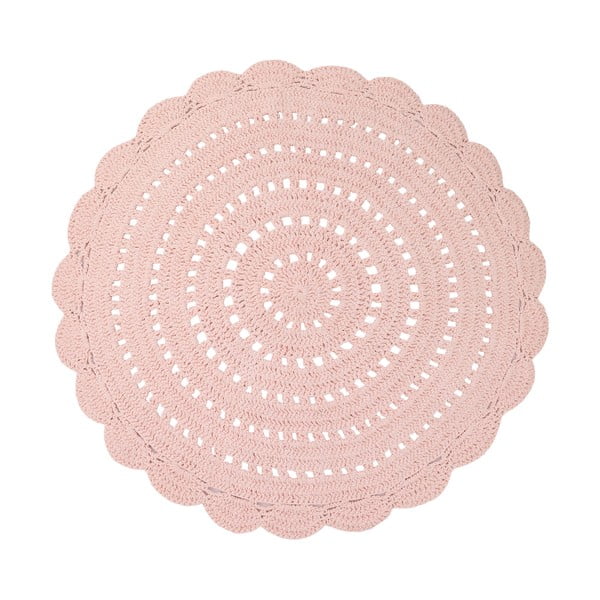 Ružový ručne háčkovaný koberec z bavlny Nattiot Alma, ø 120 cm