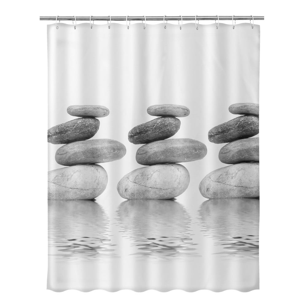 E-shop Béžový sprchový záves Casa Selección Stones, 180 × 200 cm