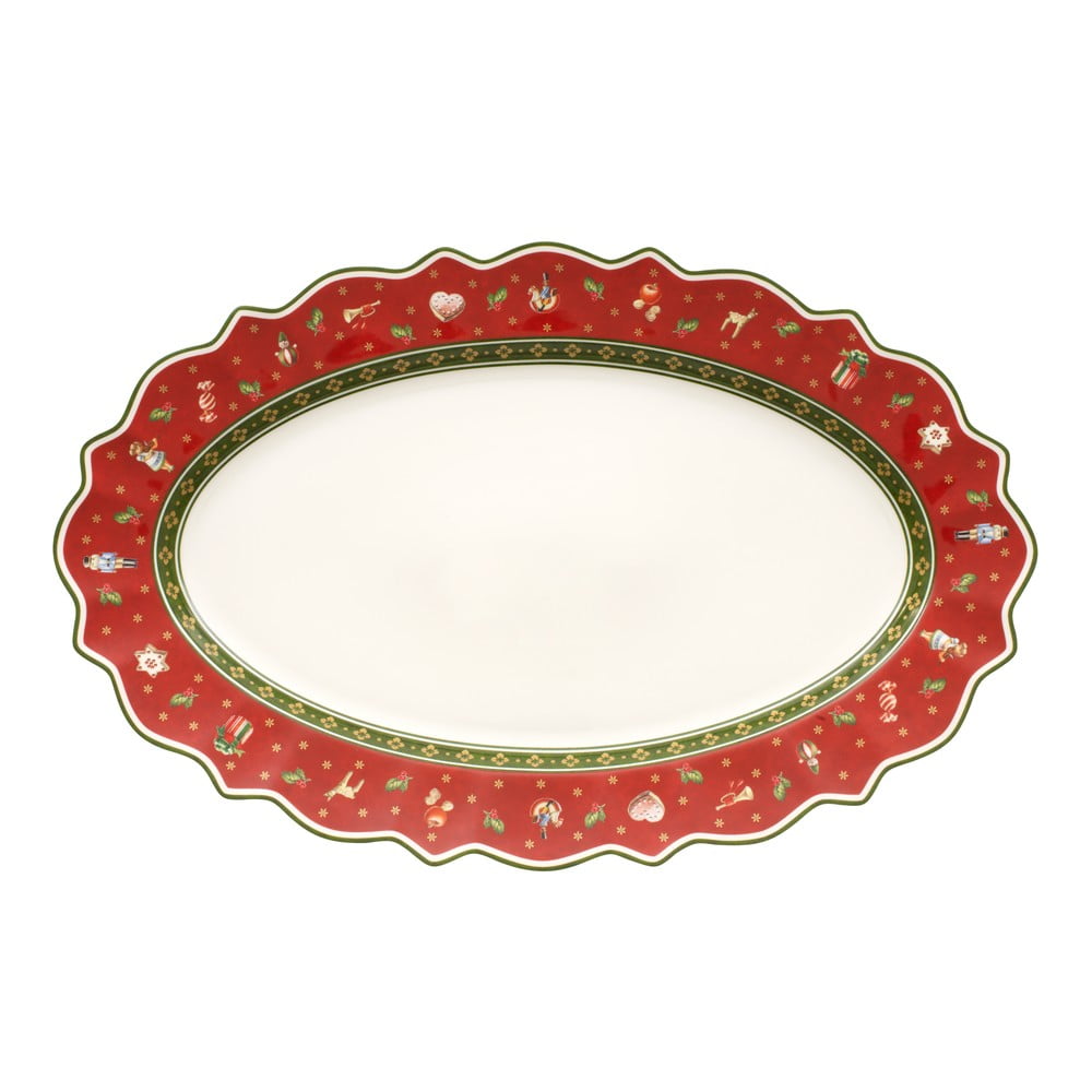 E-shop Červený porcelánový tanier s vianočným motívom Villeroy & Boch, 50 x 31,5 cm