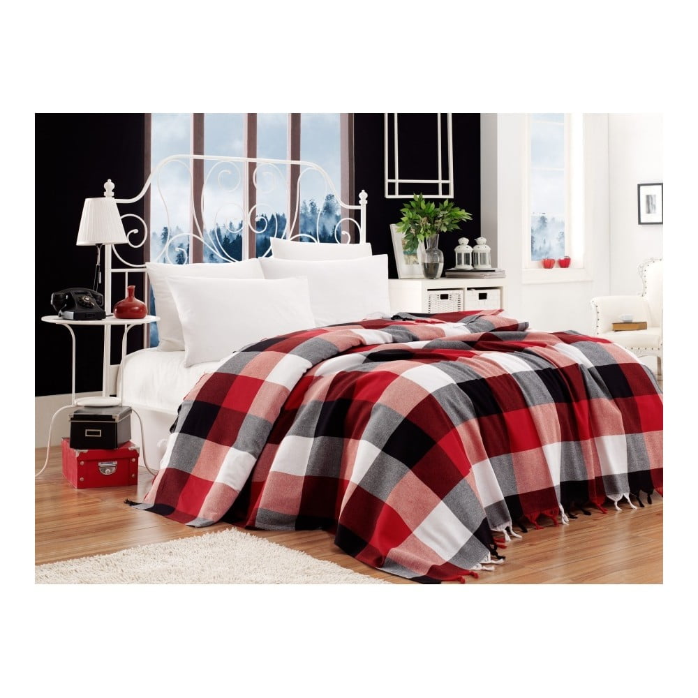 E-shop Bavlnený pléd pres postel na dvojlôžko Single Pique Kicho, 200 × 240 cm