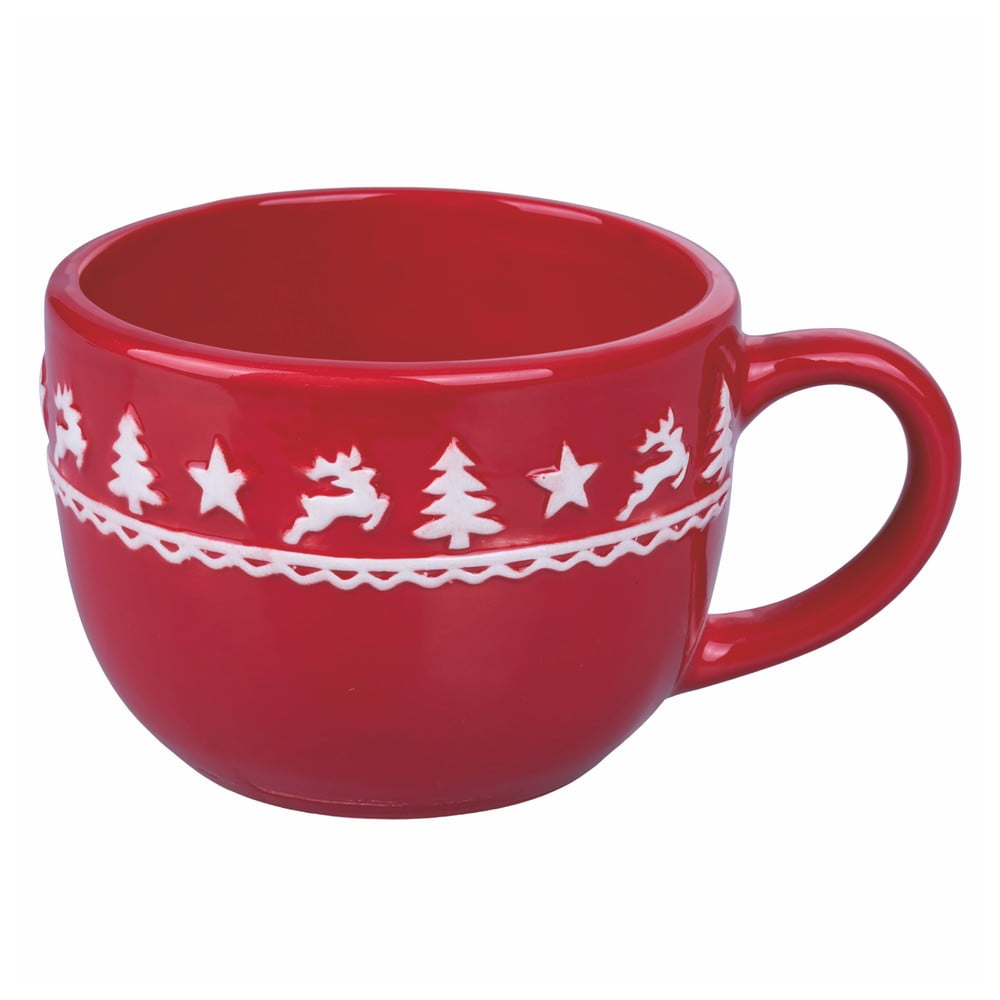 E-shop Červený vianočný keramický hrnček 410 ml Xmas - Villa d'Este