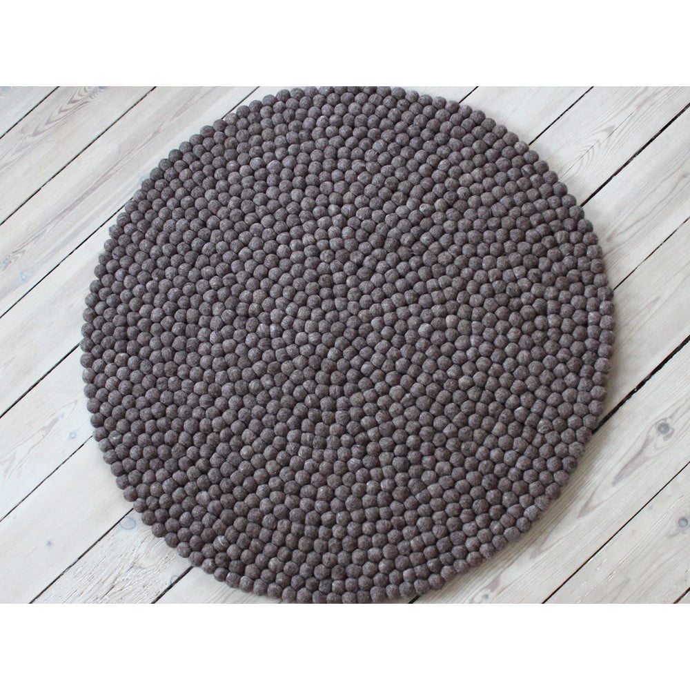 Obrázok Orechovohnedý guľôčkový vlnený koberec Wooldot Ball rugs, ⌀ 90 cm