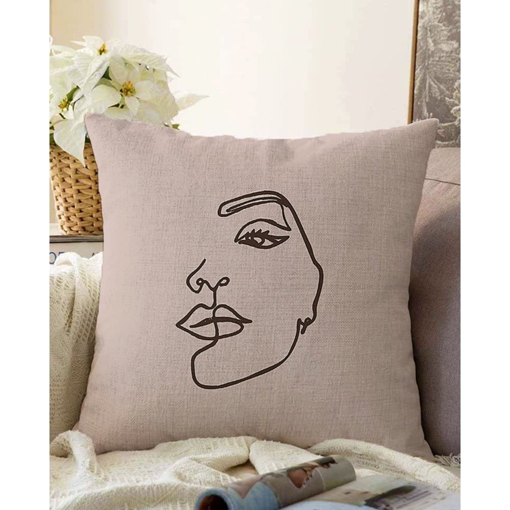 E-shop Béžová obliečka na vankúš s prímesou bavlny Minimalist Cushion Covers Chenille, 55 x 55 cm