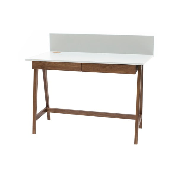 Biely písací stôl s podnožím z jaseňového dreva Ragaba Luka Oak, dĺžka 110 cm