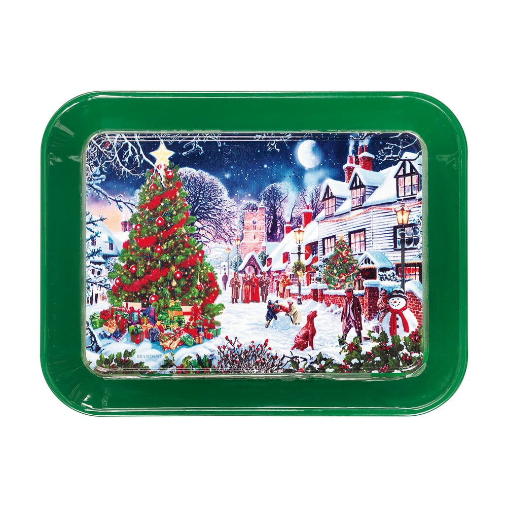E-shop Zelený podnos s vianočným motívom Brandani, dĺžka 33,5 cm