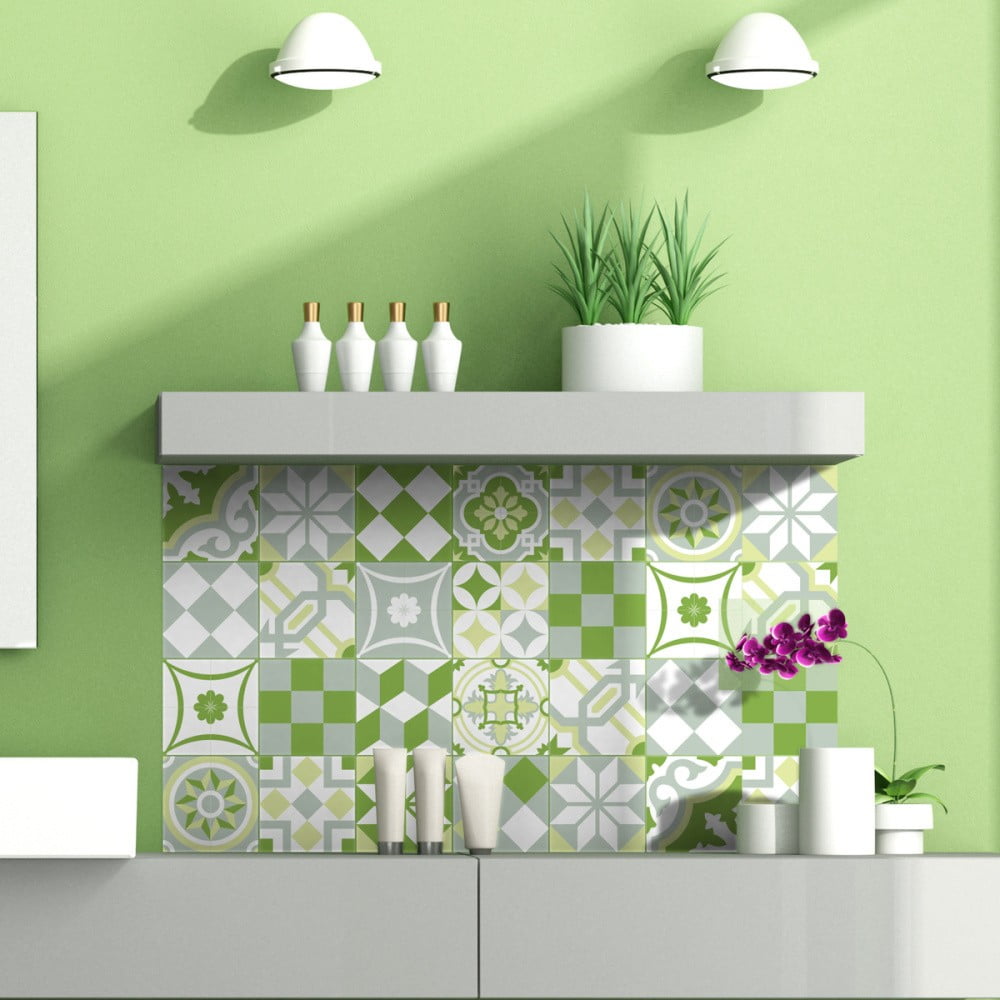 E-shop Sada 24 dekoratívnych samolepiek na stenu Ambiance Grass, 10 × 10 cm