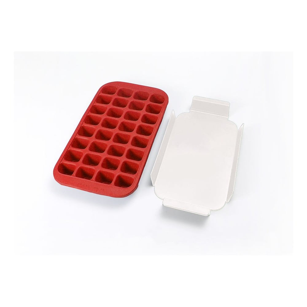 E-shop Červená silikónová forma na ľad Lékué Industrial, 32 kociek