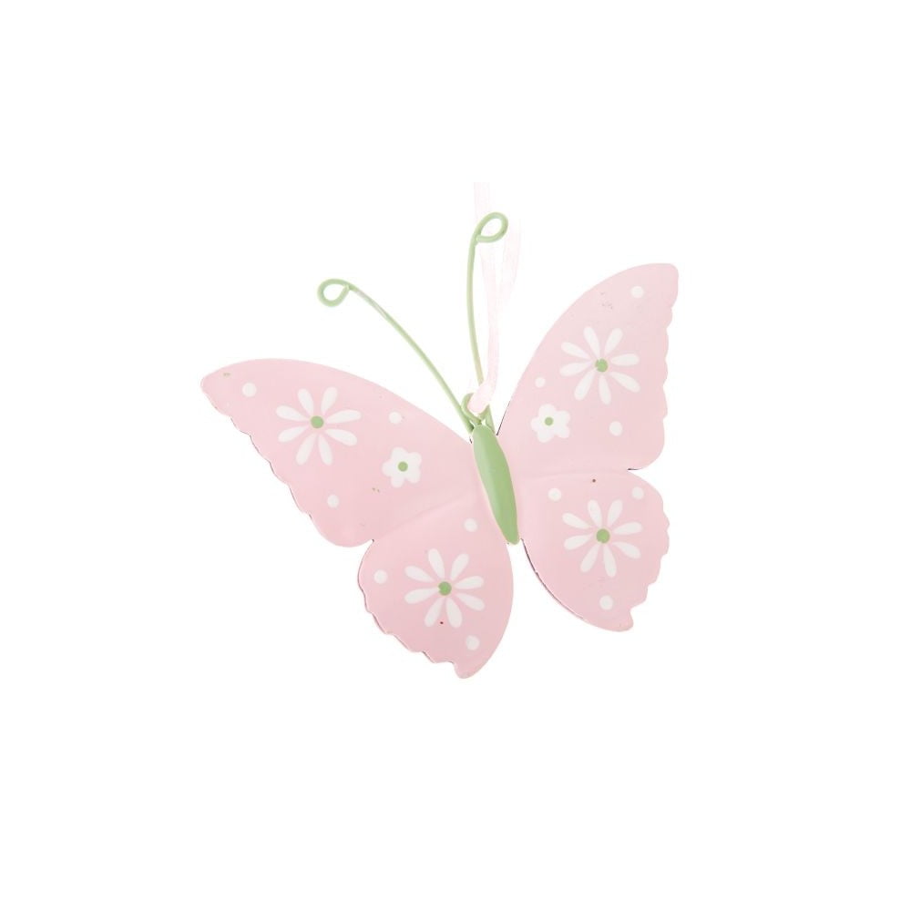 E-shop Súprava 2 ružových kovových závesných dekorácií Dakls Butterfly
