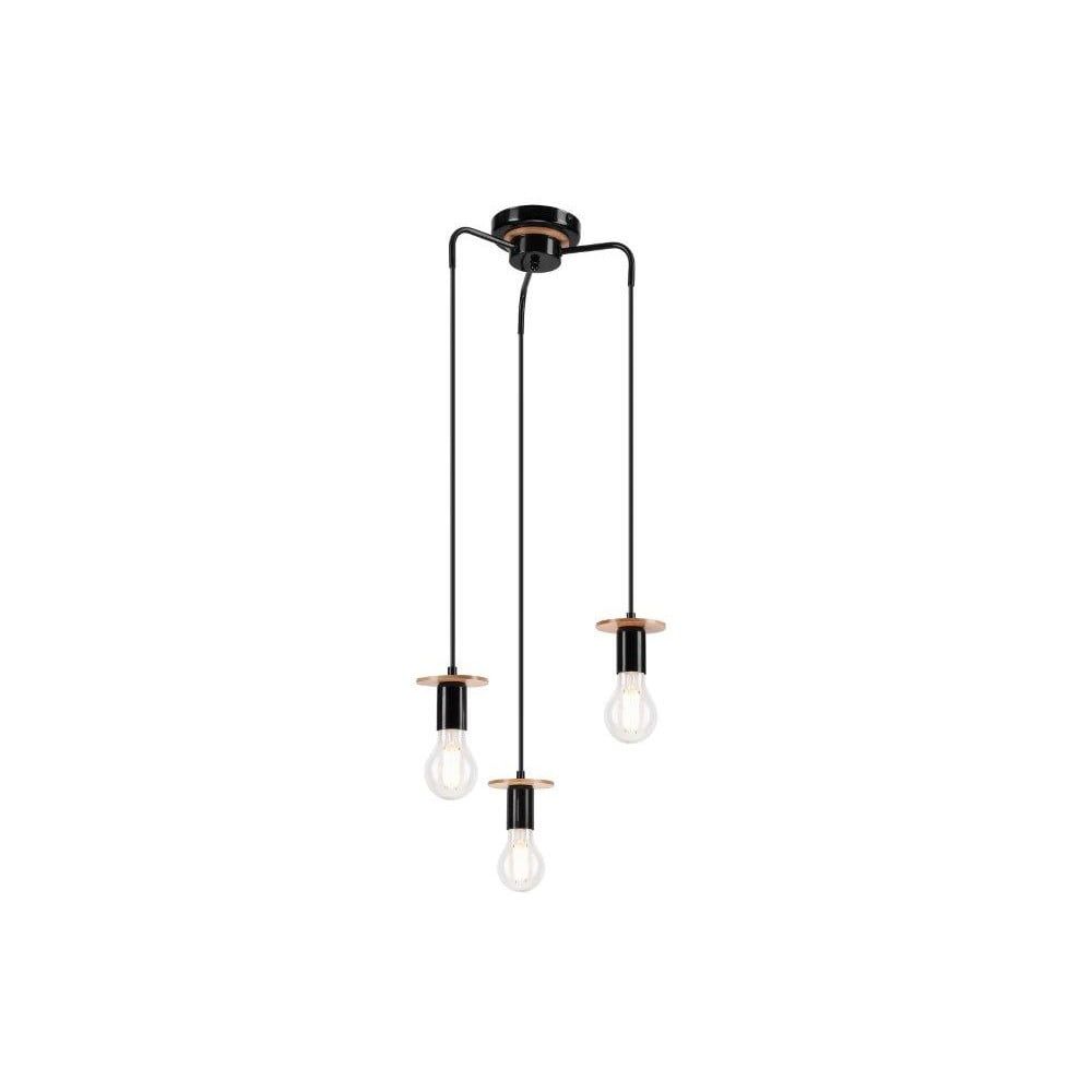 E-shop Čierne závesné stropné svietidlo pre 3 žiarovky LAMKUR Angelina