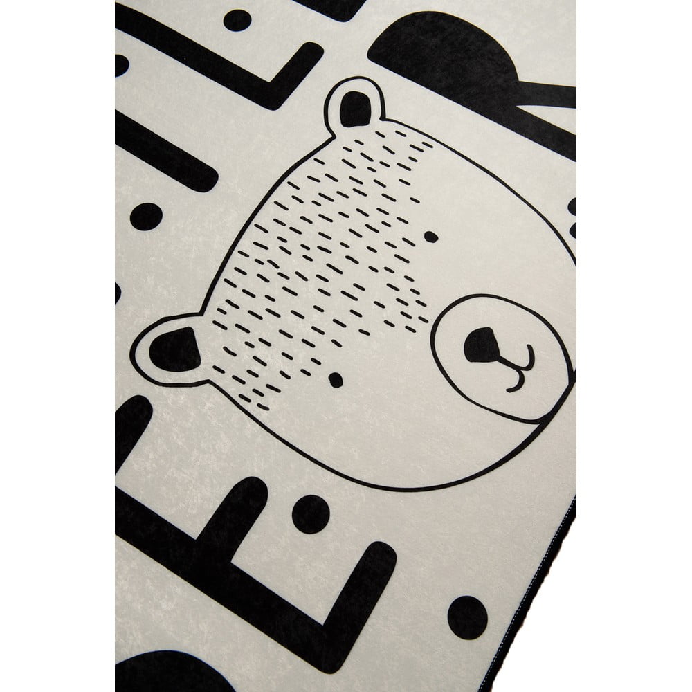 E-shop Čierno-biely detský protišmykový koberec Chilam Little Bear, 100 x 160 cm