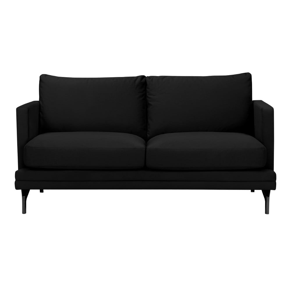 Čierna dvojmiestna pohovka s podnožou v čiernej farbe Windsor & Co Sofas Jupiter