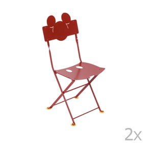 Sada 2 červených detských kovových záhradných stoličiek Fermob Bistro Mickey Junior