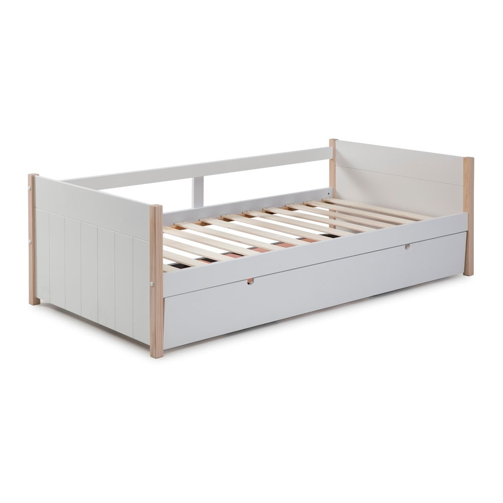 E-shop Biela rozkladacia posteľ s výsuvným lôžkom Marckeric Kiara, 90 x 190 cm