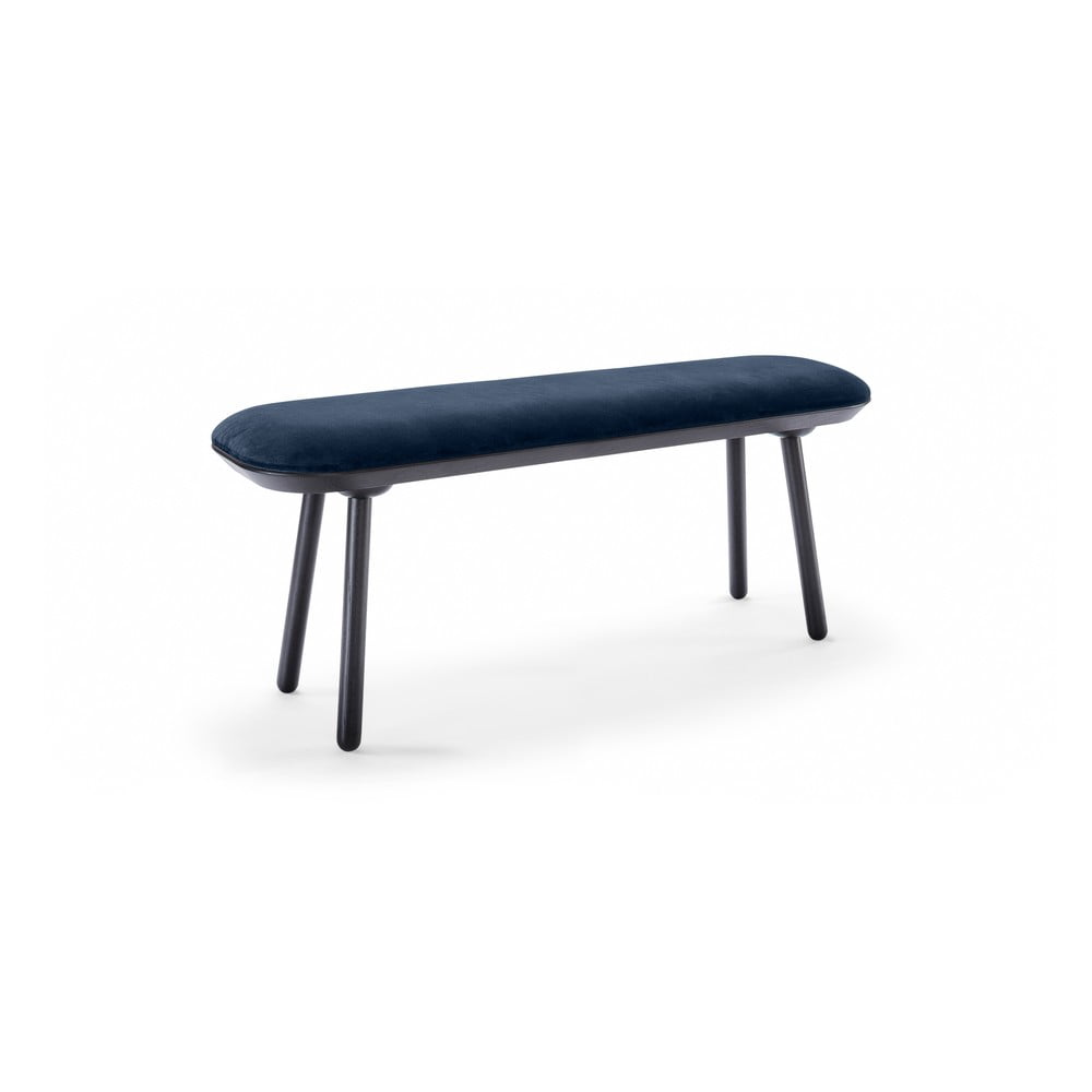 E-shop Modro-čierna zamatová lavica EMKO Naive, 140 cm