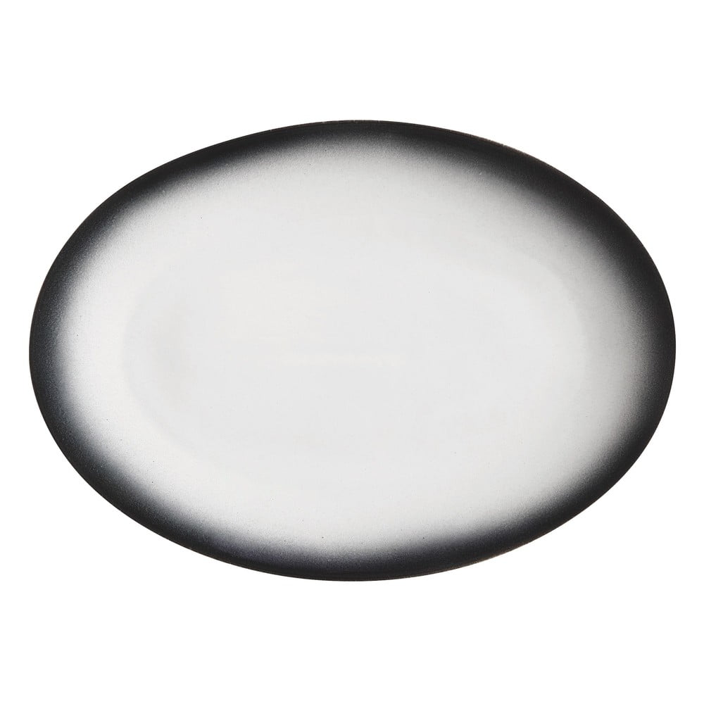 E-shop Bielo-čierny keramický oválny tanier Maxwell & Williams Caviar, 35 x 25 cm