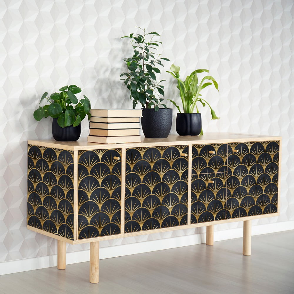 E-shop Dekoratívna tapeta na nábytok v čierno-zlatej farbe Ambiance Youlika