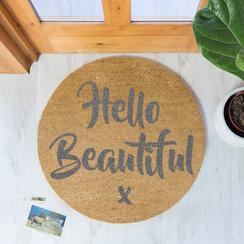 Obrázok Guľatá rohožka Artsy Doormats Grey Hello, ⌀ 70 cm