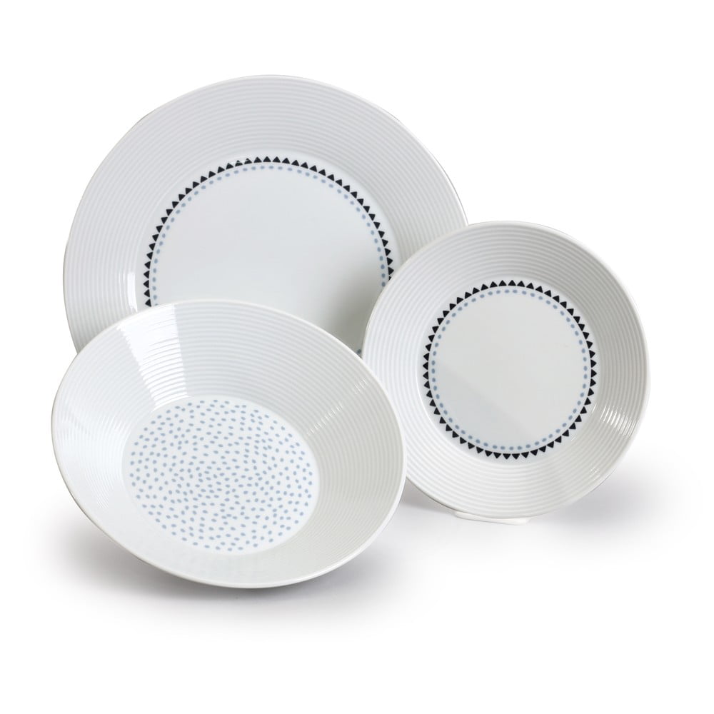 E-shop Súprava 18 porcelánových tanierov s trojuholníčkami Thun Lea