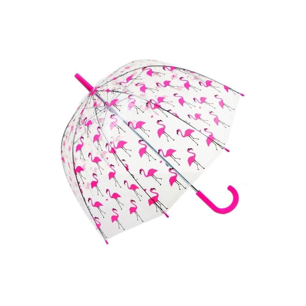 Transparentný dáždnik Birdcage Flamingo, ⌀ 85 cm