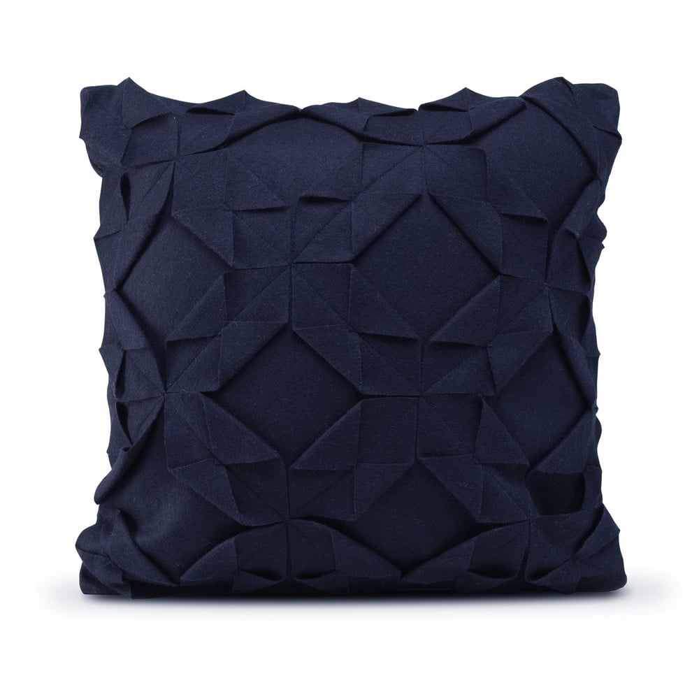 Tmavomodrá vlnená obliečka na vankúš HF Living Felt Origami, 50 × 50 cm