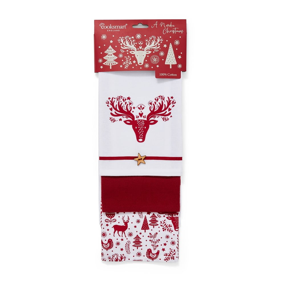 E-shop Súprava 3 bavlnených vianočných utierok Cooksmart ® A Nordic Christmas, 38 x 44 cm