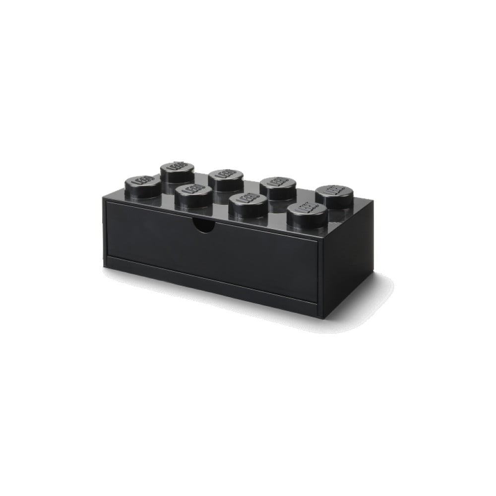 Čierny stolový box so zásuvkou LEGO® Brick, 31,6 x 11,3 cm
