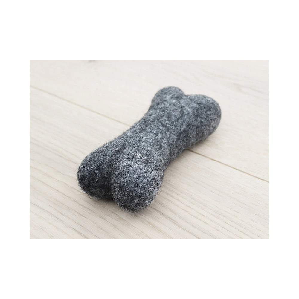 Obrázok Antracitovosivá zvieracia vlnená hračka v tvare kosti Wooldot Pet Bones, dĺžka 14 cm