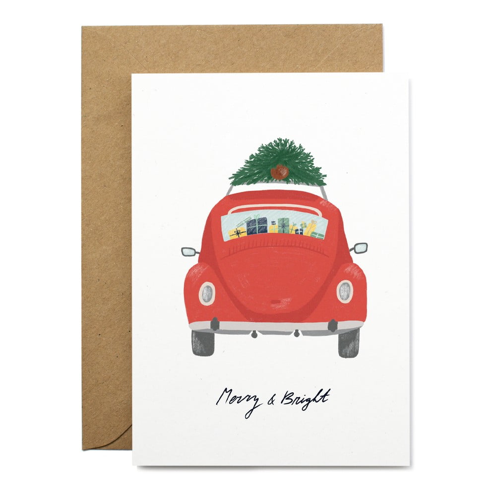 E-shop Vianočné prianie z recyklovaného papiera s obálkou Printintin Merry & Bright, formát A6