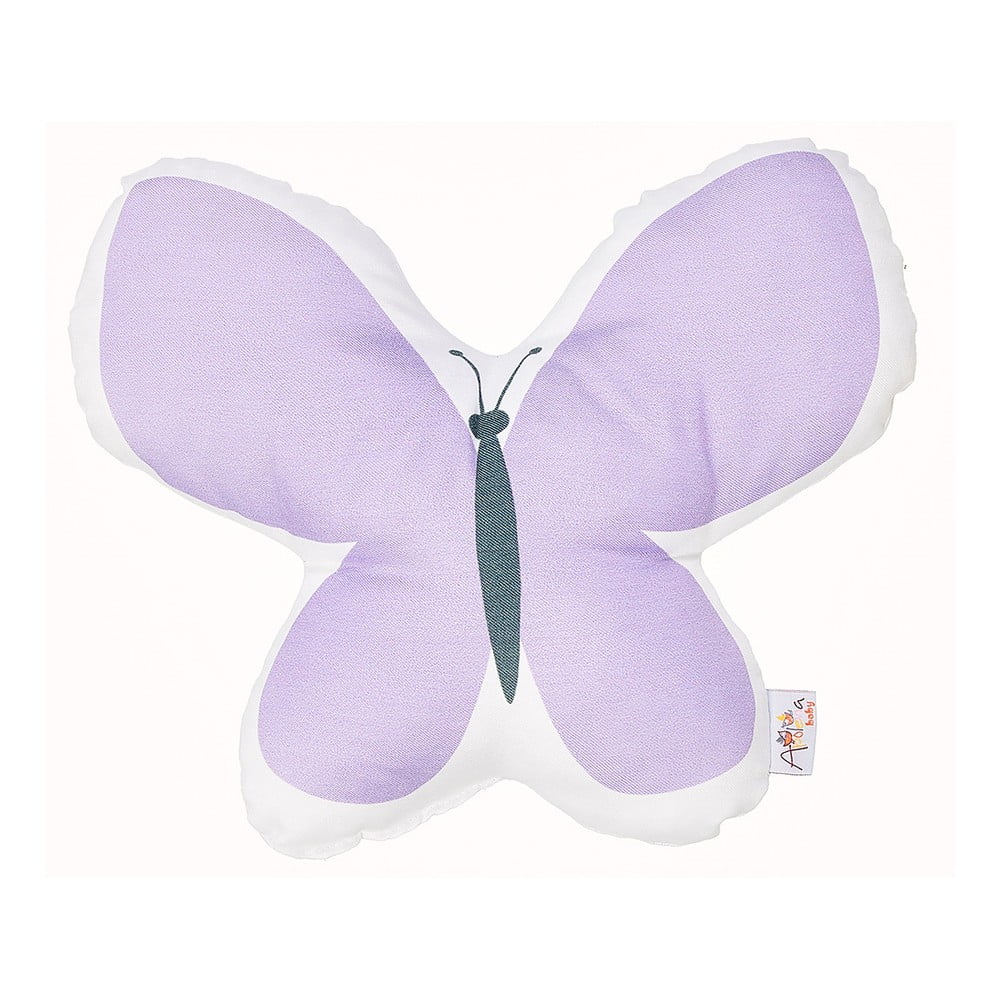 E-shop Fialový detský vankúšik s prímesou bavlny Mike & Co. NEW YORK Pillow Toy Butterfly, 26 x 30 cm