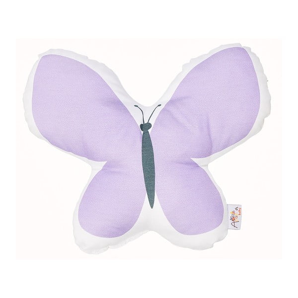 Fialový detský vankúšik s prímesou bavlny Mike & Co. NEW YORK Pillow Toy Butterfly, 26 x 30 cm