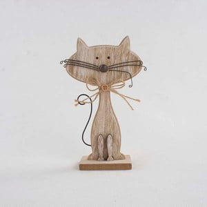 Drevená dekorácia v tvare mačky Dakls Cats, výška 25 cm