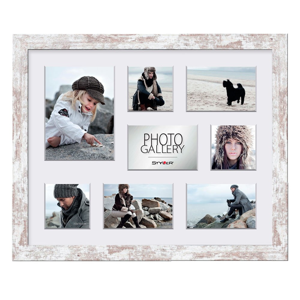 E-shop Sivo-biely rámček na 8 fotografií Styler Narvik, 51 × 41 cm