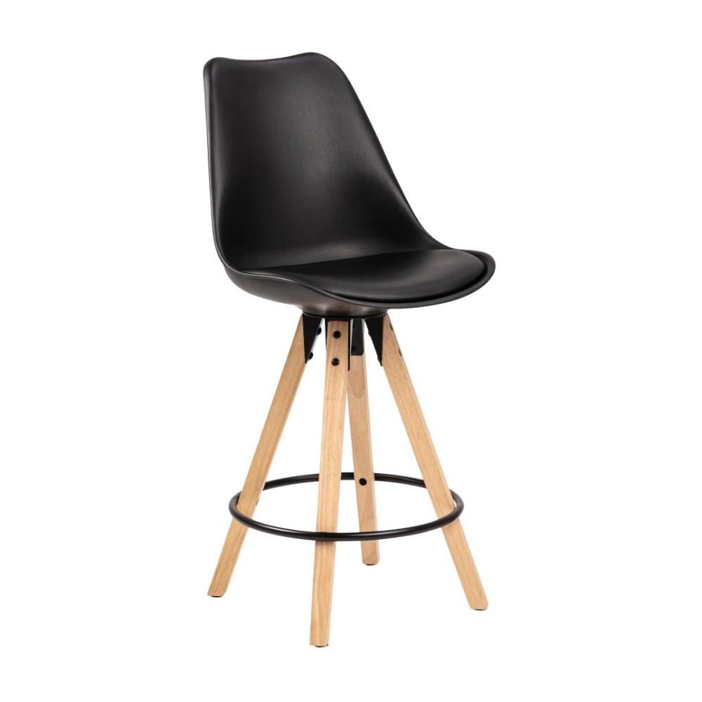 E-shop Čierna barová stolička s podnožím z kaučukového dreva Actona Dima