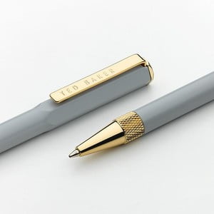 Svetlosivé pero so zlatými detailmi Ted Baker Ballpoint