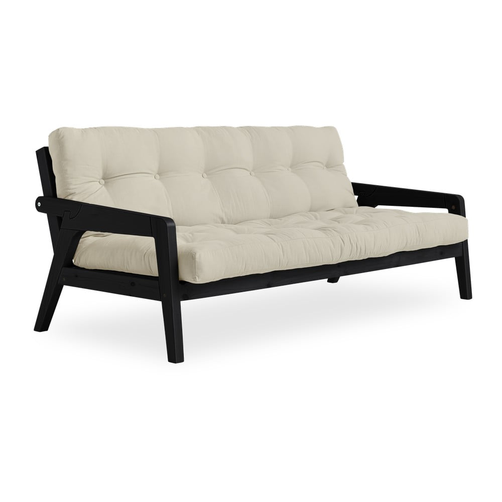 Obrázok Čierna variabilný rozkladacia pohovka s Futon v béžovej farbe Karup Grab Black / Beige