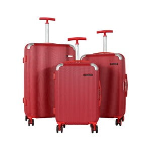 Sada 3 červených cestovných kufrov na kolieskach Travel World Ebby