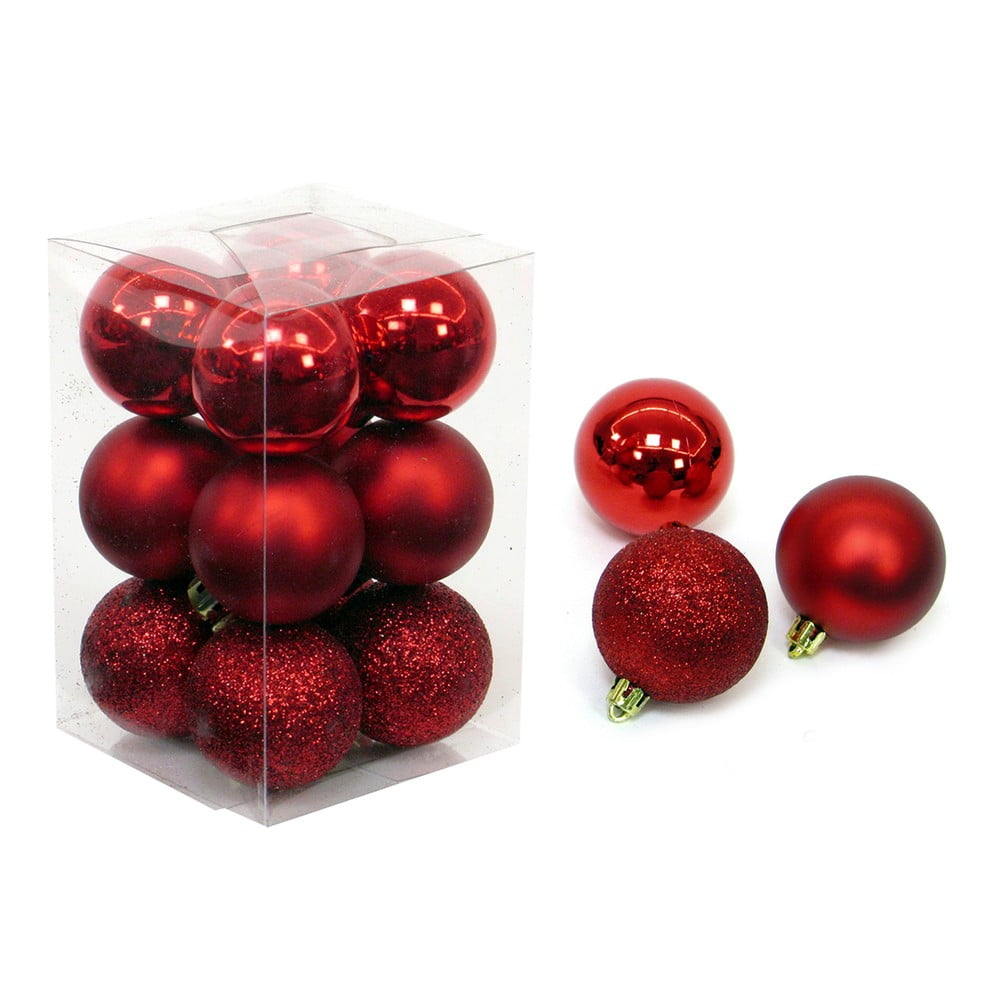 E-shop Súprava 12 vianočných ozdôb v červenej farbe Casa Selección Navidad
