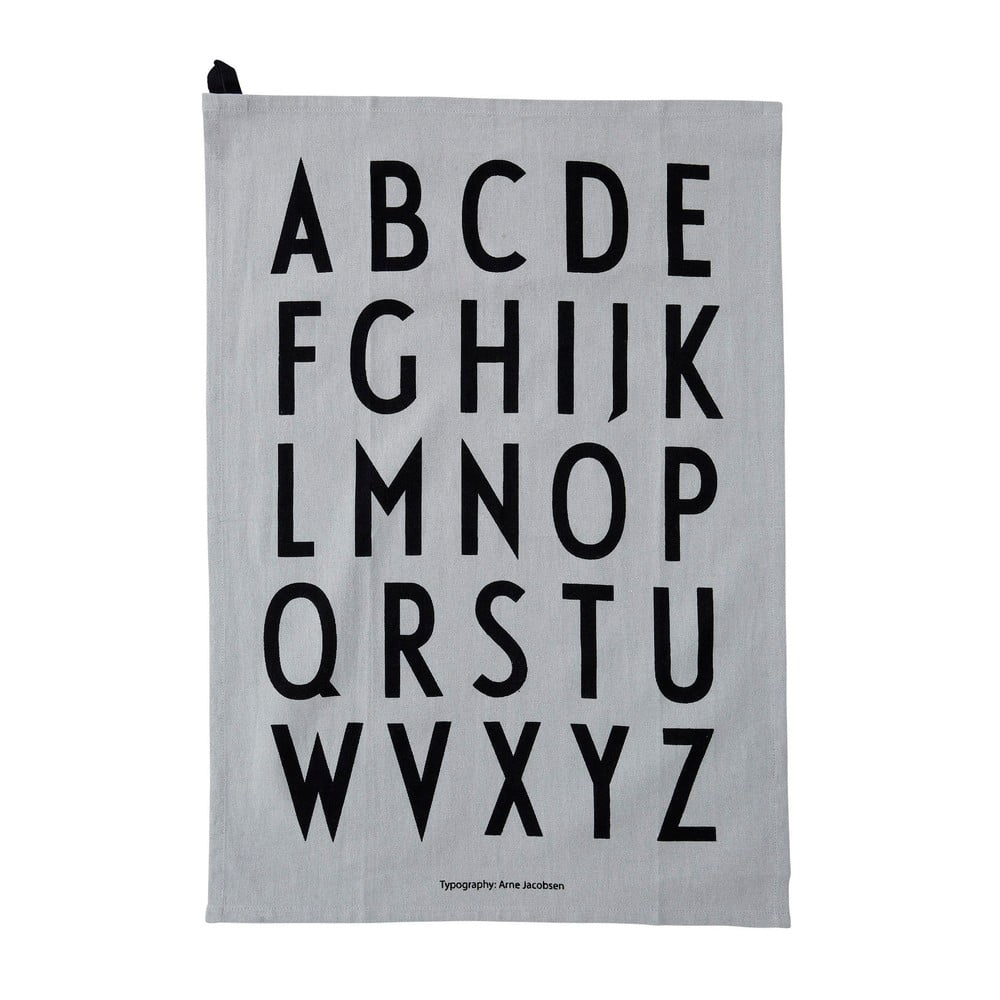 Sivá bavlnená utierka Design Letters Alphabet, 40 x 60 cm