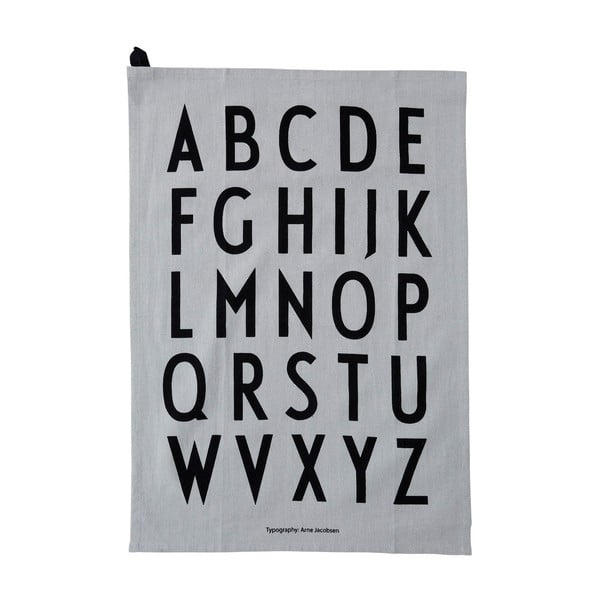 Sivá bavlnená utierka Design Letters Alphabet, 40 x 60 cm