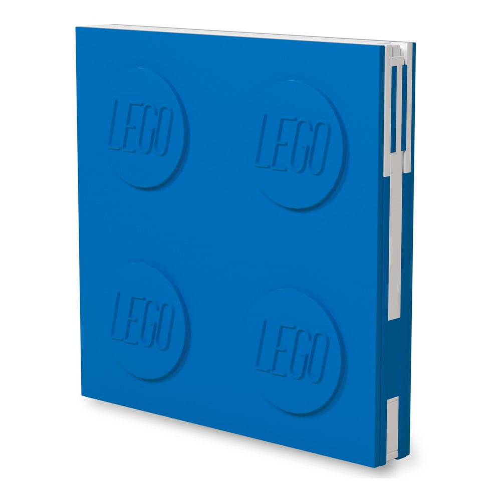 Modrý štvorcový zápisník s gélovým perom LEGO®, 15,9 x 15,9 cm