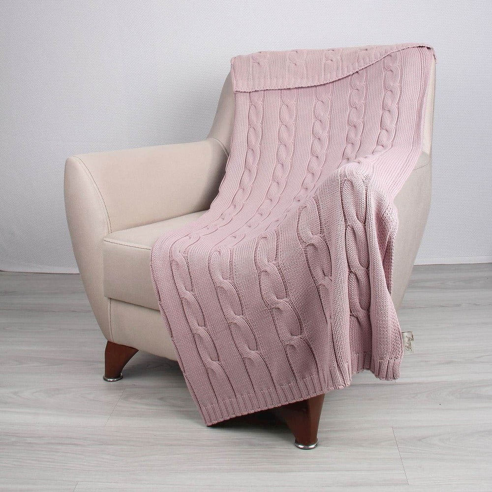 E-shop Ružový bavlnený pléd Couture, 130 x 170 cm