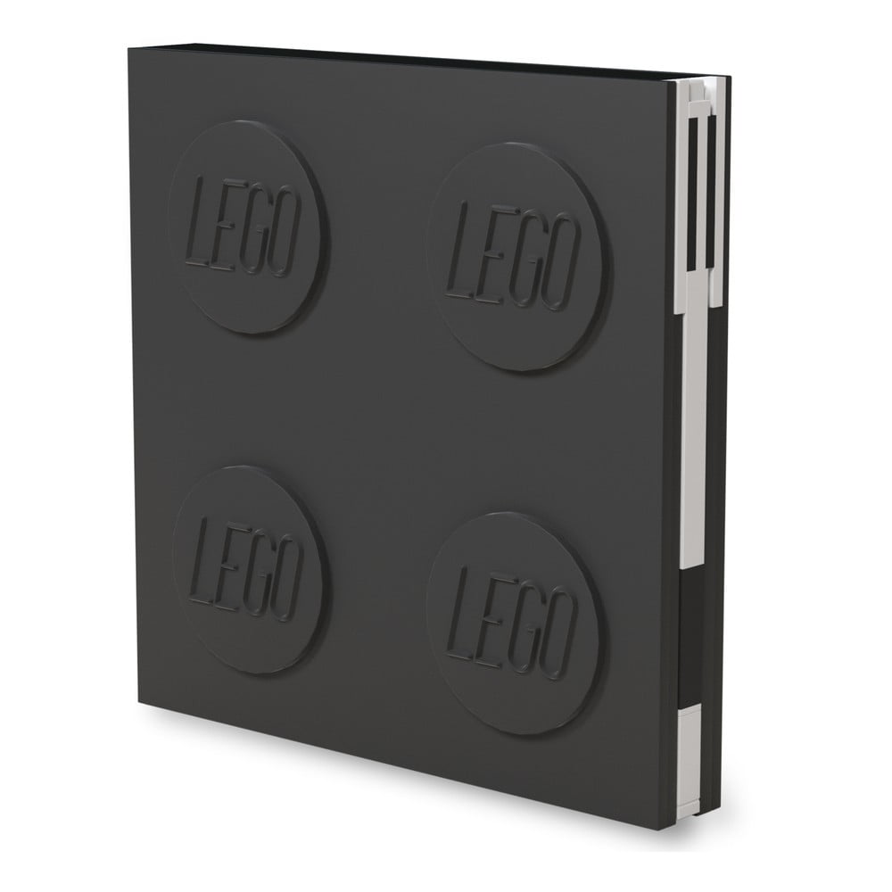 Čierny štvorcový zápisník s gélovým perom LEGO®, 15,9 x 15,9 cm
