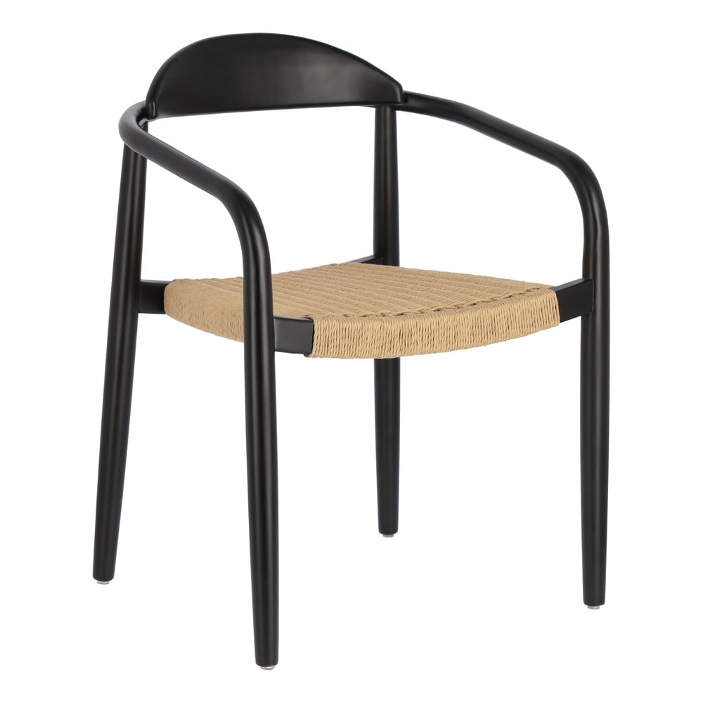 E-shop Béžovo-čierna záhradná stolička z eukalytového dreva Kave Home Glynis