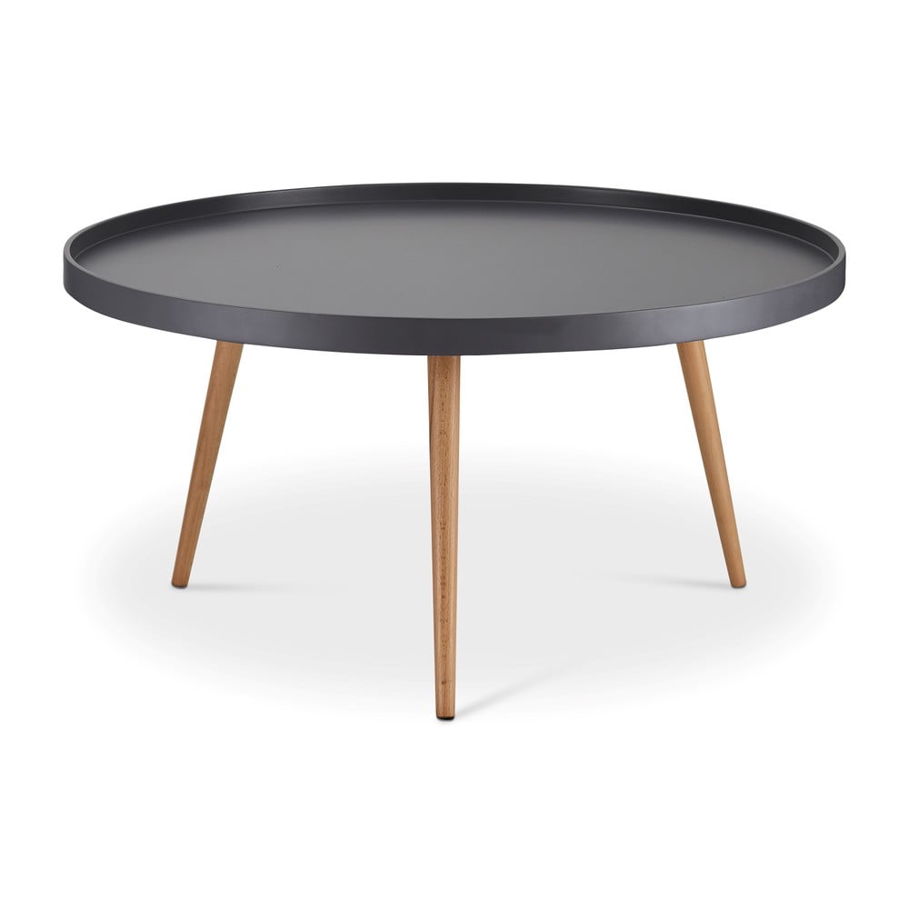 E-shop Sivý konferenčný stolík s nohami z bukového dreva Furnhouse Opus, Ø 90 cm