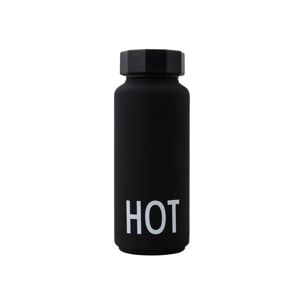 E-shop Čierna termofľaša Design Letters Hot, 500 ml