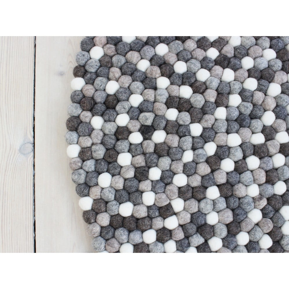 E-shop Sivobiely guľôčkový vlnený koberec Wooldot Ball rugs, ⌀ 120 cm