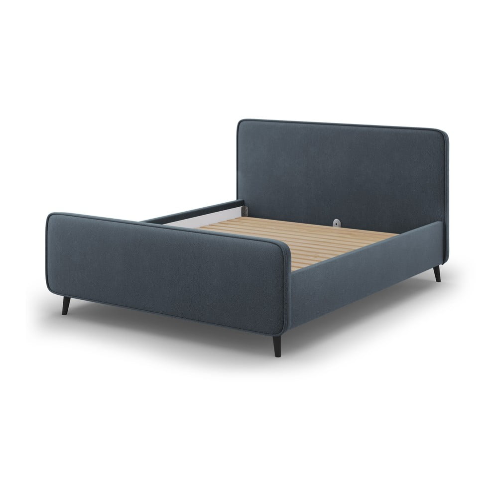 E-shop Modrosivá čalúnená dvojlôžková posteľ s roštom 160x200 cm Kaia - Micadoni Home