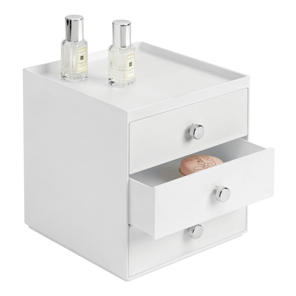 E-shop Biely úložný box s 3 zásuvkami InterDesign, výška 18 cm