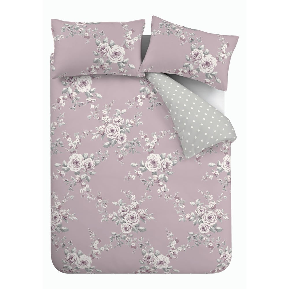 E-shop Ružovo-sivé posteľné obliečky Catherine Lansfield Canterbury, 135 x 200 cm