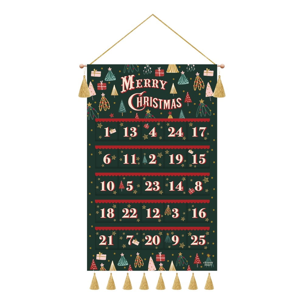 E-shop Nástenný bavlnený adventný kalendár eleanor stuart, 52 x 88 cm